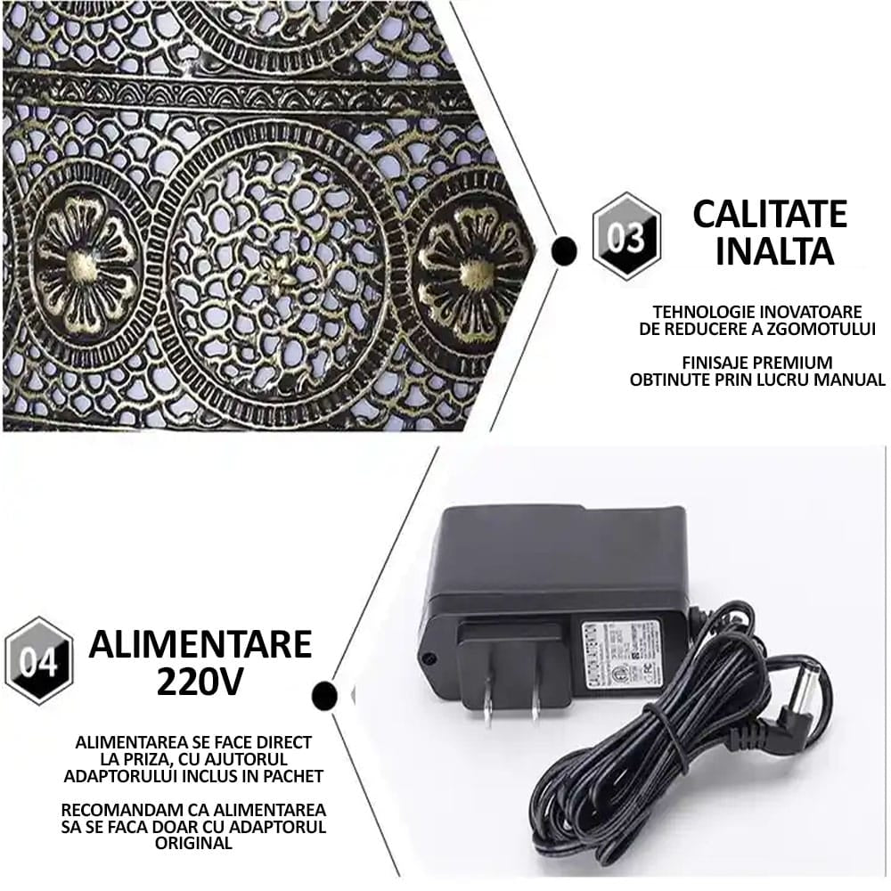 Difuzor de aromaterapie / umidificator cu ultrasunete, NEXTLY, portabil, silentios, capacitate 250ml, 7 culori LED pentru iluminare ambientala, 4 setari de timp, bronz