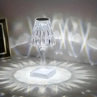 Lampa ambientala decorativa, NEXTLY, veioza din cristal acrilic, control tactil, 3 temperaturi de culoare, alb cald/rece/neutru, intensitate reglabila, reincarcabila