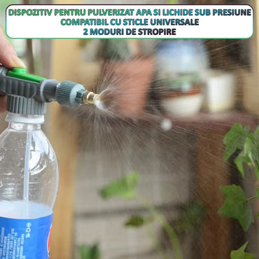 Pompa manuala de stropit NEXTLY pentru sticle universale, pulverizator pentru apa si lichide sub presiune, 2 moduri de stropire, uz casnic