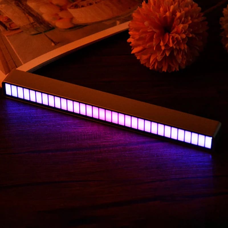 Bara cu leduri RGB, NEXTLY, sincronizare muzicala, lumini de ritm, senzor sunet, 32 leduri, activare sonora, 17 culori, moduri multiple, ajustare luminozitate si viteza, sincronizare muzicala, aliment