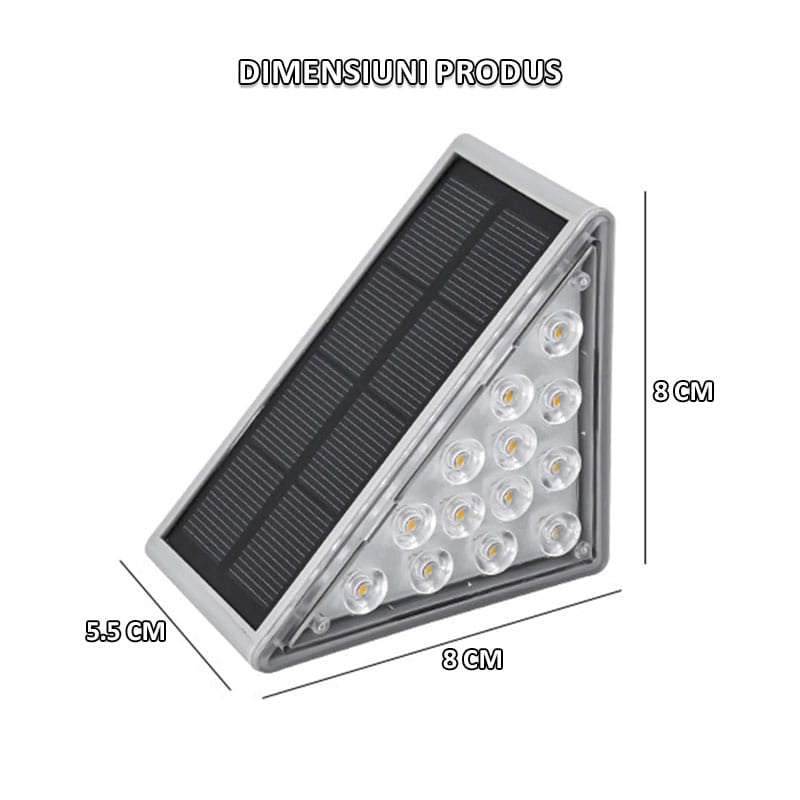 Set 10 x lampa solara scari NEXTLY, senzor de lumina, 13 LED-uri, lumina calda, 2 moduri de instalare, waterproof, lumina de veghe
