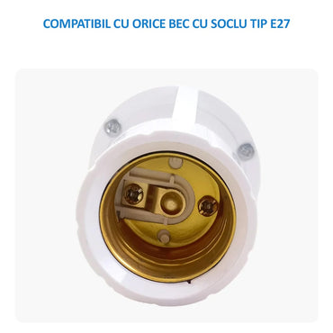 Dulie e27 cu senzor de miscare si lumina, NEXTLY, detectie 360°, distanta de detectare a miscarii 5-8m, pentru interior, alb