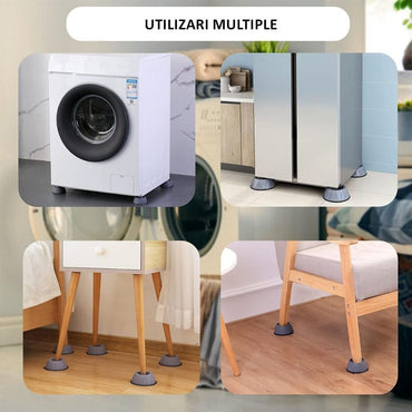 Set 8 picioruse antiderapante NEXTLY pentru masina de spalat, uscator de rufe, frigider, mobilier, protectie anti-vibratii, anti-zgomot, capacitate portanta mare, gri