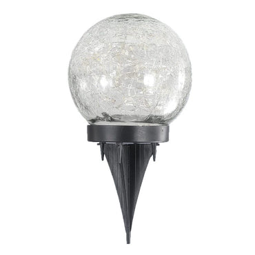 Lampa de exterior din sticla cu incarcare solara si senzor de lumina NEXTLY, pentru gradina/alee/scari, cu tarus/de sine statatoare, decorativa, 30 leduri alb cald, waterproof, rotunda