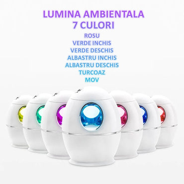 Umidificator de aer cu ultrasunete NEXTLY, capacitate rezervor 800ml, 5 moduri de functionare, 2 tipuri de pulverizare, lumina ambientala 7 culori, control touch, oprire automata, alb