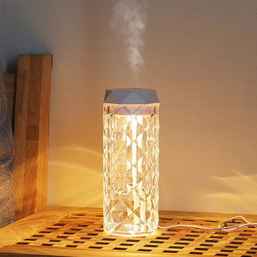 Difuzor de aromaterapie cu iluminare ambientala, NEXTLY, forma veioza, imitatie cristal, lumina ambientala alba rece/calda/neutra, 2 trepte de intensitate, 2 moduri de abur, capacitate 900ml