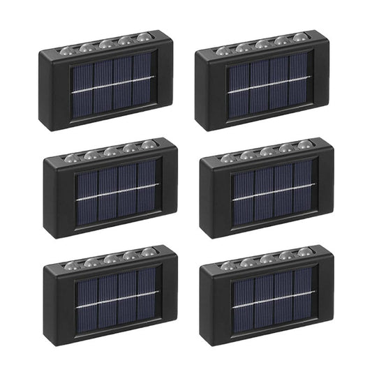 Set 6 x lampa decorativa cu incarcare solara NEXTLY, pentru perete/gard, senzor de lumina, 10 leduri, lumina rece, rezistenta la apa, negru