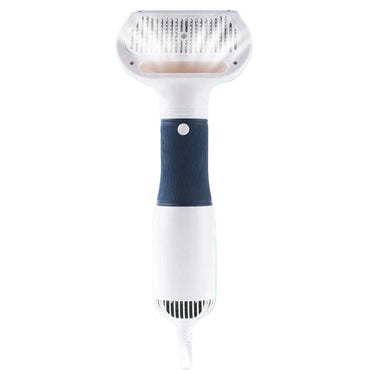 Perie cu uscator pentru caini/pisici 2 in 1 NEXTLY, 3 capete interschimbabile, 3 moduri de uscare, buton pentru indepartarea parului, zgomot redus, 600W, alb-albastru