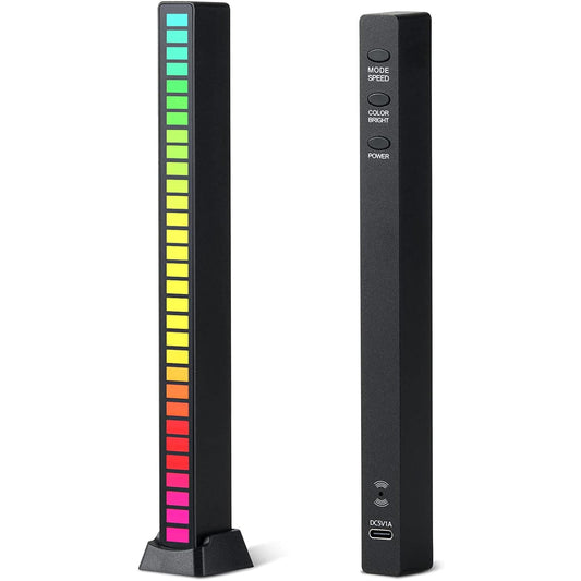 Bara cu leduri RGB, NEXTLY, sincronizare muzicala, lumini de ritm, senzor sunet, 32 leduri, activare sonora, 17 culori, moduri multiple, ajustare luminozitate si viteza, sincronizare muzicala, aliment