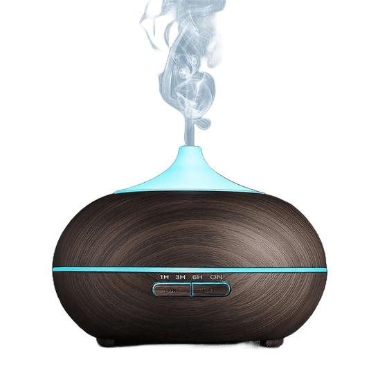 Difuzor de aromaterapie, umidificator cu ultrasunete, NEXTLY, 500ml, telecomanda, 7 culori, lumina ambientala, temportizator, maro inchis