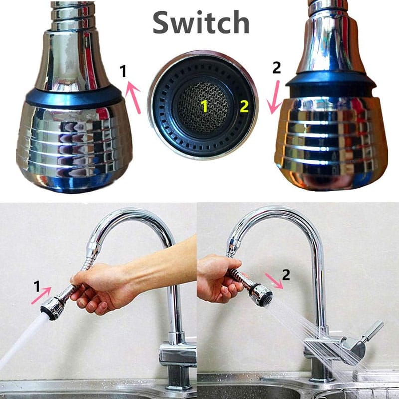 Adaptor flexibil universal, prelungitor pentru robinet chiuveta, NEXTLY, 2 functii, 360 grade, 15cm