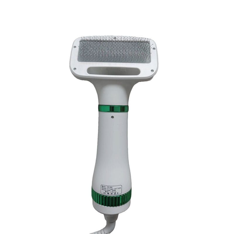 Perie cu uscator pentru caini/pisici 2 in 1 NEXTLY, 3 moduri de uscare, zgomot redus, 300W, cablu 1.5m, alb-verde