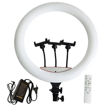 Lampa circulara profesionala RING LIGHT LED, NEXTLY, touch control, diametru 56cm, 22inch, lumina calda/rece/neutra, 10 trepte de lumina, 3 suporturi telefon, telecomanda, adaptor alimentare, trepied