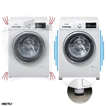 Set 8 picioruse antiderapante NEXTLY pentru masina de spalat, uscator de rufe, frigider, mobilier, protectie anti-vibratii, anti-zgomot, capacitate portanta mare, rotunde, gri/negru