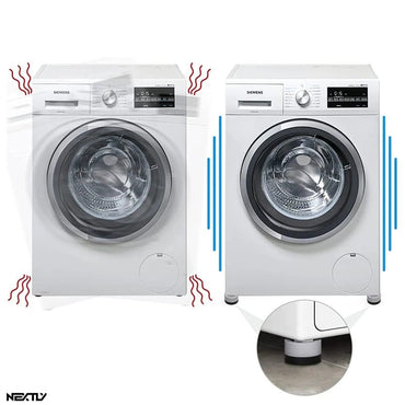 Set 4 picioruse antiderapante NEXTLY, pentru masina de spalat, uscator de rufe, frigider, mobilier, protectie anti-vibratii, anti-zgomot, capacitate portanta mare, rotunde, gri/negru