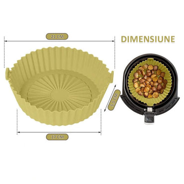 Forma din silicon NEXTLY pentru AirFryer, microunde, cuptor, tigai, reutilizabila, usor de spalat, galben
