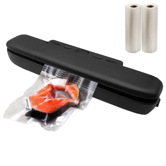 Set Aparat de vidat si sigilat alimente umede/uscate si obiecte si 2 role pungi pentru vidat 500x22cm functii de vidare si sigilare in mod automat/manual/separat, timp reglabil, afisaj digital, 30cm b