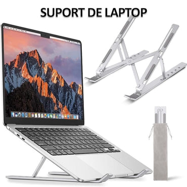 Suport de laptop/tableta pentru birou NEXTLY, reglabil pe inaltime - 6 unghiuri de inclinare, pliabil, compatibilitate universala 15-45cm, anti-zgarieturi, anti-alunecare, aluminiu, argintiu