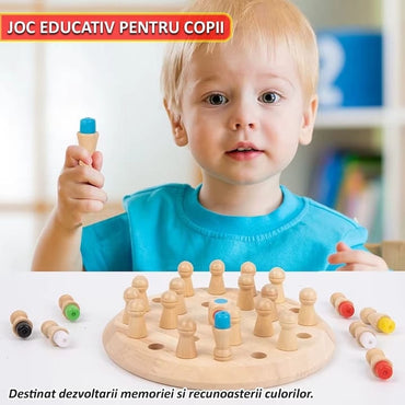 Joc de memorie copii si adulti NEXTLY, tip sah din lemn, multiple beneficii educative si cognitive, ideal pentru imbunatatirea memoriei si concentrarii, portabil, 2-6 jucatori, peste 3 ani, multicolor