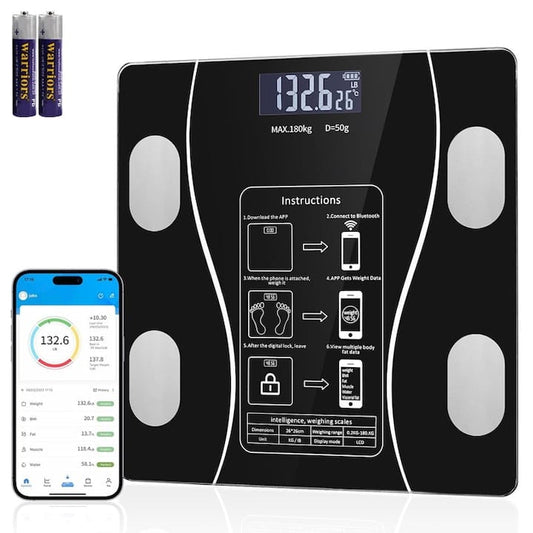 Cantar electronic inteligent cu aplicatie NEXTLY, smart, corporal, afisaj digital iluminat, indicator KG/LB/nivel baterie/temperatura, 17 masuratori corporale, conectivitate bluetooth, design slim, greutate maxima 180kg, baterii incluse, negru