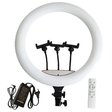 Lampa circulara profesionala RING LIGHT LED, NEXTLY, touch control, diametru 56cm, 22inch, lumina calda/rece/neutra, 10 trepte de lumina, 3 suporturi telefon, telecomanda, adaptor alimentare, telecoma