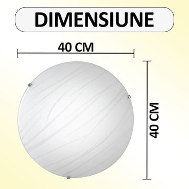 Plafoniera LED Nextly, aplica pentru perete sau tavan, 28W, 2240 Lm, lumina alba neutra, 4000K, Led-uri SMD incorporate, 40x40 cm, abajur din sticla cu model, unghi iluminare 120°, alb