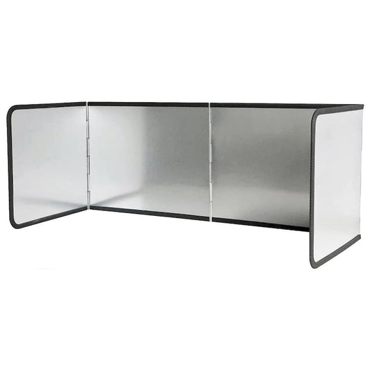 Protectie anti-stropire pentru aragaz si chiuveta NEXTLY, placa pliabila cu 4 panouri din otel inoxidabil, rezistenta la temperaturi ridicate, curatare usoara, 134x30 cm, argintiu