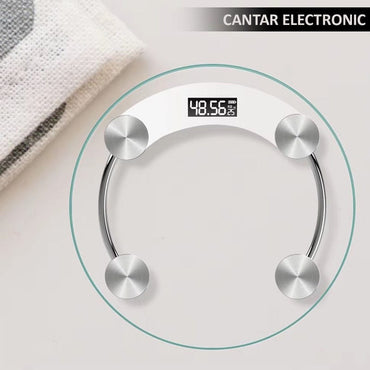 Cantar electronic corporal si obiecte de peste 200g NEXTLY, sticla securizata, oprire automata, afisaj digital greutate/temperatura incapere/nivel baterie, precizie ridicata cu 2 zecimale, capacitate