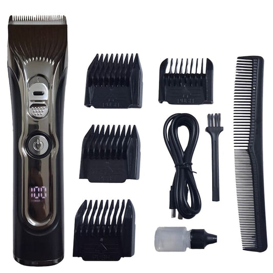 Masina profesionala de tuns, NEXTLY, cu acumulator, 1200mAh, afisaj digital nivel baterie, 7000RPM, putere 5W, 4 marimi de tuns, accesorii incluse, reglaj distanta taiere, incarcare rapida tip-c, desi