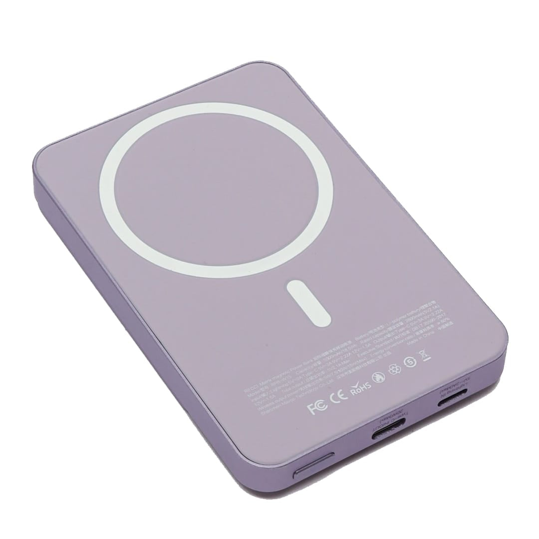 Baterie externa Wireless Magnetica 10 000 mAh, NEXTLY, incarcare rapida, 20W, incarcare wireless 5W, 7.5W, 15W, compatibila MagSafe, porturi Tip-C, lightning, mov