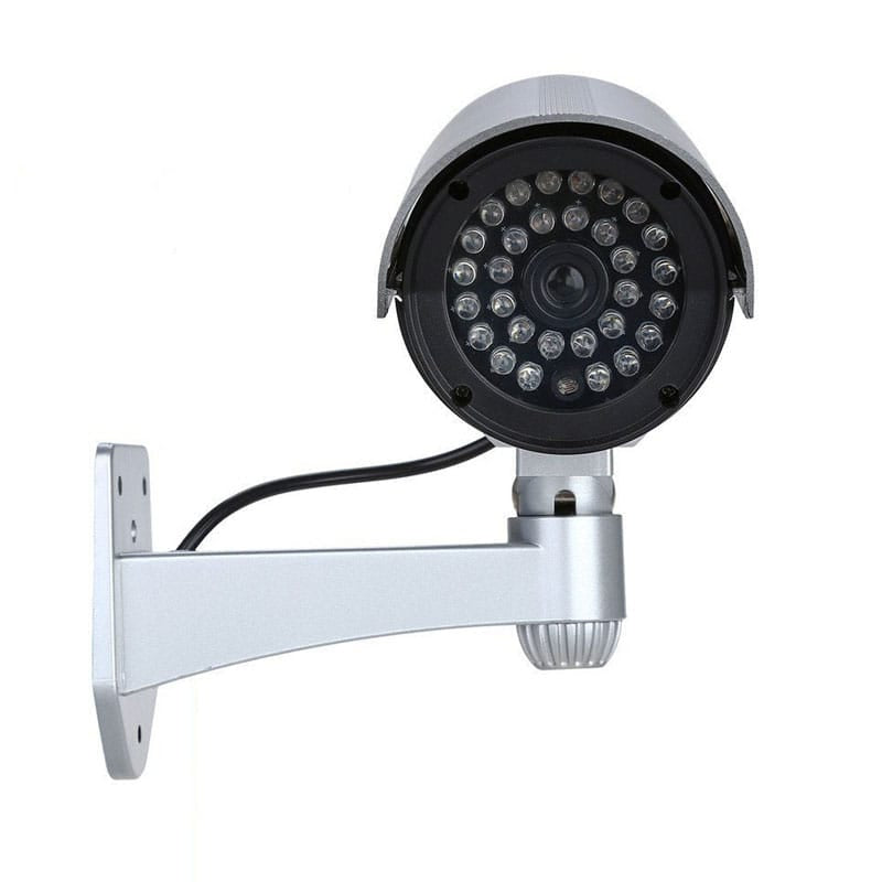 Camera de supraveghere falsa NEXTLY pentru exterior/interior, led rosu intermitent, rotire 360°/90°, waterproof, baterii AA, argintiu