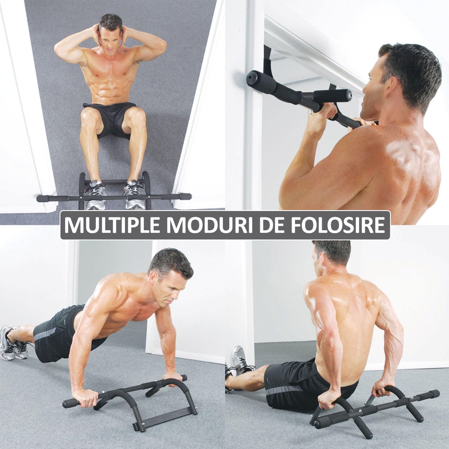 Bara de tractiuni pentru usa, NEXTLY, multifunctionala, manere din spuma, negru