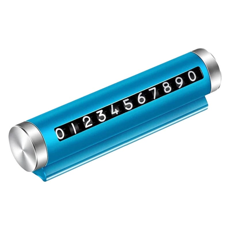 Suport numar de telefon pentru parcare auto NEXTLY, rezistent la temperaturi ridicate/scazute, lipire cu banda dublu adeziva, ajustarea numerelor prin sistem de glisare, albastru lucios