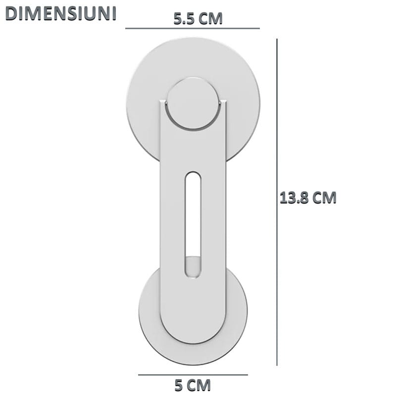 Suport magnetic pentru iPhone 12/13/14 si telefoane cu inele magnetice NEXTLY, atasare pe laptop/monitor, rotatie 180° si 360°, argintiu