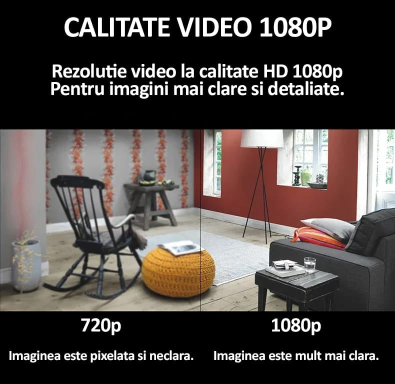 Mini camera de supraveghere WiFi, NEXTLY, FULL HD 1080p. pentru spionaj, dimensiuni mici, control aplicatie, detectare miscare, unghi larg 140°, microfon incorporat, negru