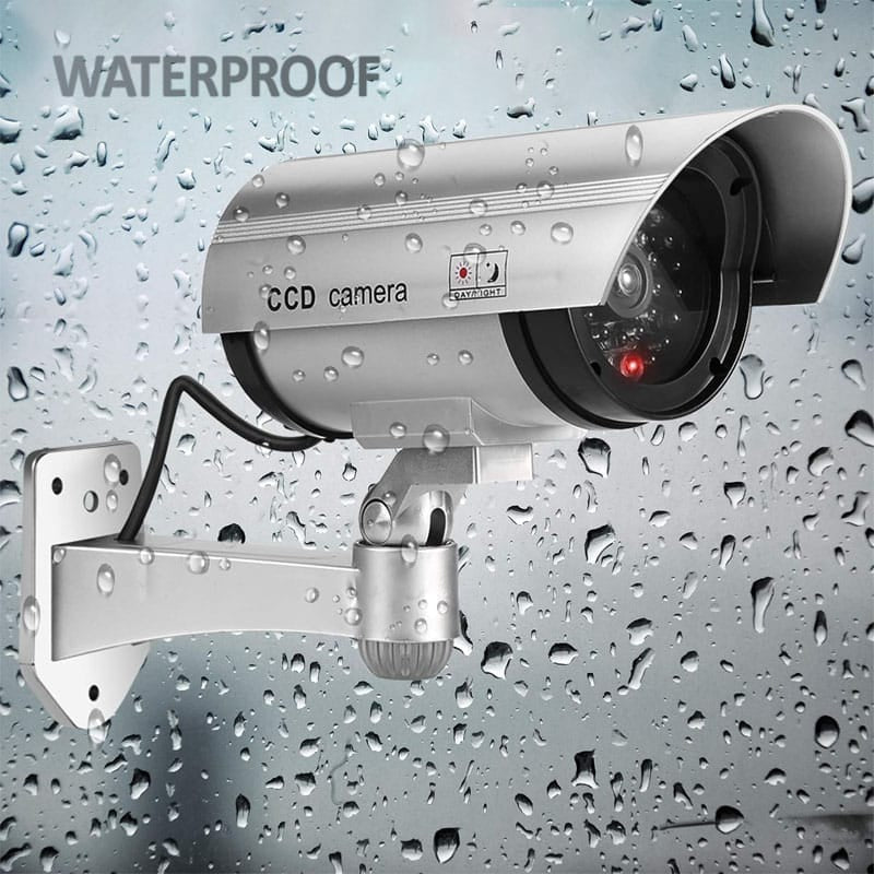 Camera de supraveghere falsa NEXTLY pentru exterior/interior, led rosu intermitent, rotire 360°/90°, waterproof, baterii AA, argintiu