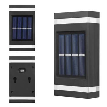 Set 6 x lampa decorativa cu incarcare solara NEXTLY, pentru perete/gard, senzor de lumina, 6 leduri, lumina calda, rezistenta la apa, negru