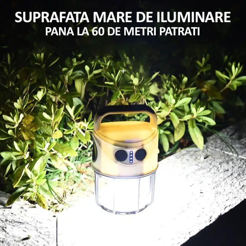 Lanterna LED portabila, tip felinar, NEXTLY, doua surse de lumina, functie flash, luminozitate reglabila, reincarcabila, lumina calda si rece, functie powerbank, afisaj nivel baterie