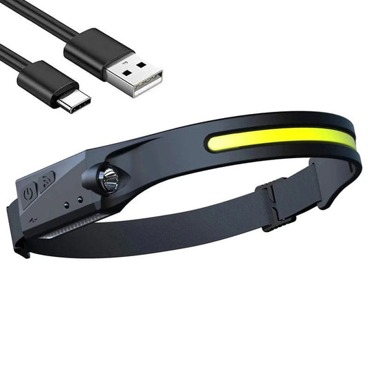 Lanterna de cap cu senzor de miscare NEXTLY, reglabila, 6 moduri de iluminare, leduri COB si XPE, incarcare cablu USB, waterproof, unghi larg de iluminare, usoara, negru