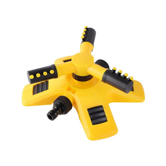 Aspersor rotativ pentru gradina NEXTLY, sistem de irigare cu 3 capete pentru gazon si plante, 2 moduri de pulverizare, rotatie 360°, conectare multipla, galben