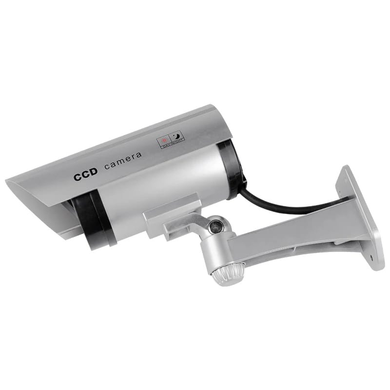 Camera de supraveghere falsa NEXTLY pentru exterior/interior, led rosu intermitent, rotire 360°/90°, waterproof, baterii AA, argintiu