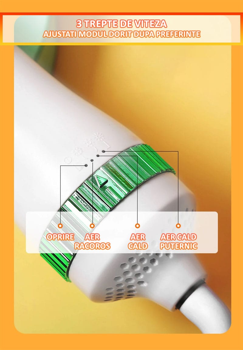 Perie cu uscator pentru caini/pisici 2 in 1 NEXTLY, 3 moduri de uscare, zgomot redus, 300W, cablu 1.5m, alb-verde