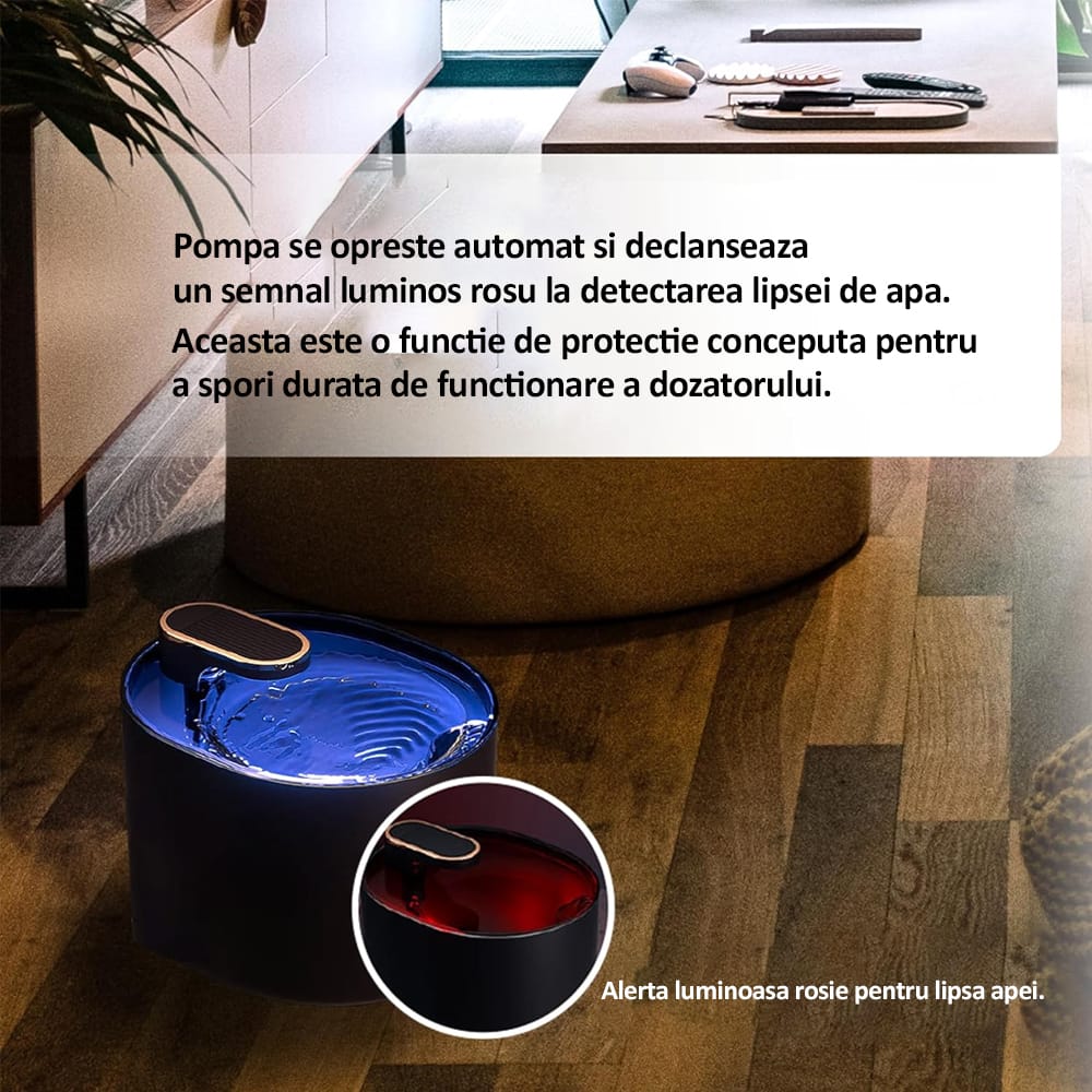 Dispenser automat de apa tip fantana pentru pisici si caini, NEXTLY, capacitate 3L, fitru de carbune activ si bumbac cu nano-bule, ultra-silentios, lumina led, alimentare USB, Negru Mat