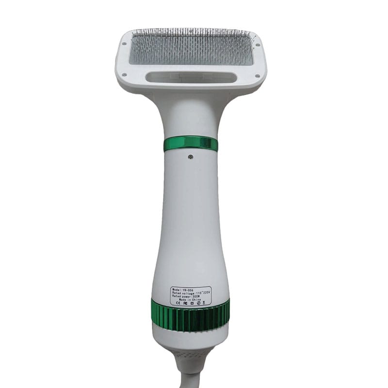 Perie cu uscator pentru caini/pisici 2 in 1 NEXTLY, 3 moduri de uscare, zgomot redus, 300W, cablu 1.5m, alb-verde