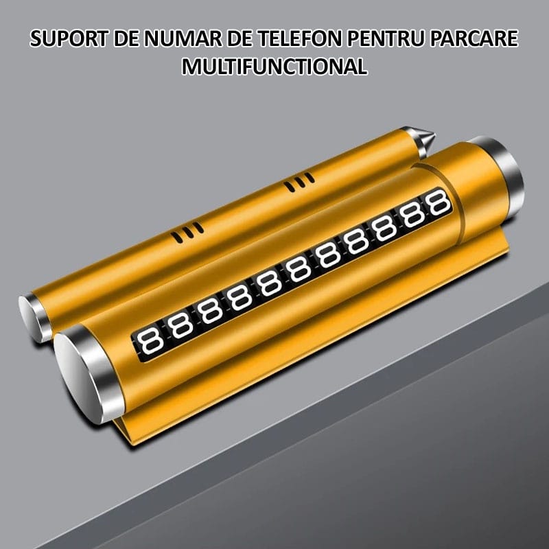 Suport numar de telefon pentru parcare auto multifunctional P NEXTLY, odorizant auto, suport telefon, banda glisanta pentru ascundere numar, rezistent la temperaturi ridicate/scazute, lipire cu banda