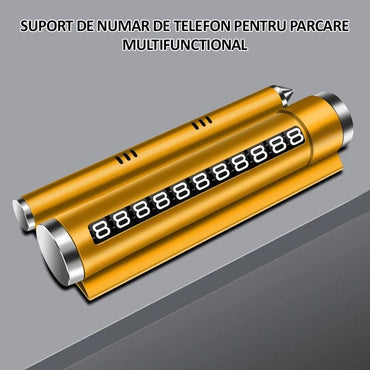 Suport numar de telefon pentru parcare auto multifunctional P NEXTLY, odorizant auto, suport telefon, banda glisanta pentru ascundere numar, rezistent la temperaturi ridicate/scazute, lipire cu banda