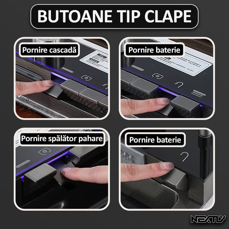 Chiuveta multifunctionala smart pentru bucatarie NEXTLY, robinet flexibil, cascada integrata, robinet tip ploaie, panou de control tactil, afisaj digital LCD, accesorii incluse, kit complet de instalare, otel inoxidabil, 80x45cm, gri antracit