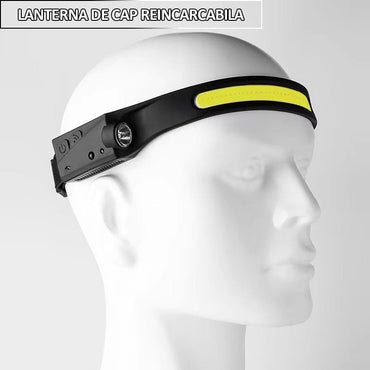 Lanterna de cap cu senzor de miscare NEXTLY, reglabila, 6 moduri de iluminare, leduri COB si XPE, incarcare cablu USB, waterproof, unghi larg de iluminare, usoara, negru