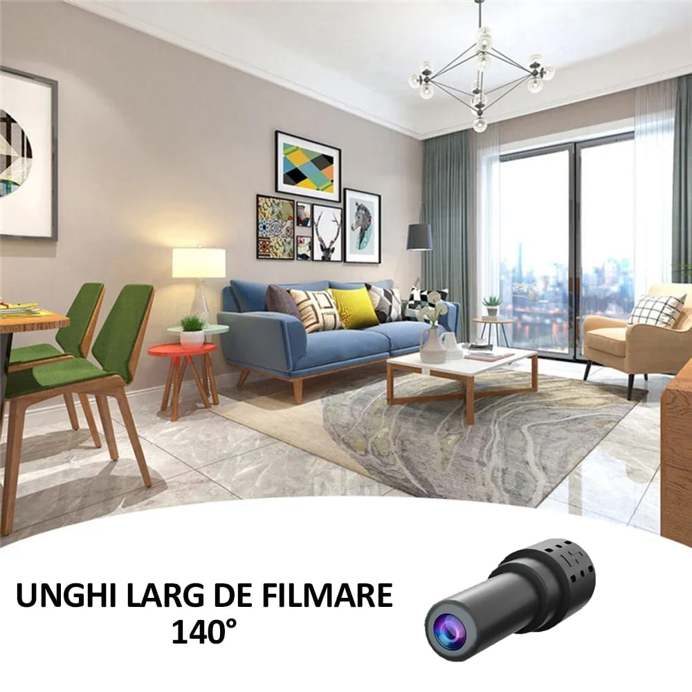 Mini camera de supraveghere WiFi, NEXTLY, FULL HD 1080p. pentru spionaj, dimensiuni mici, control aplicatie, detectare miscare, unghi larg 140°, microfon incorporat, negru
