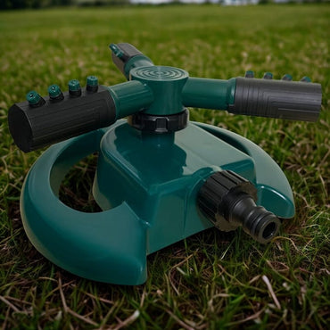 Aspersor rotativ pentru gradina NEXTLY, sistem de irigare cu 3 capete pentru gazon si plante, 2 moduri de pulverizare, rotatie automta 360°, arie mare de acoperire, ABS, verde
